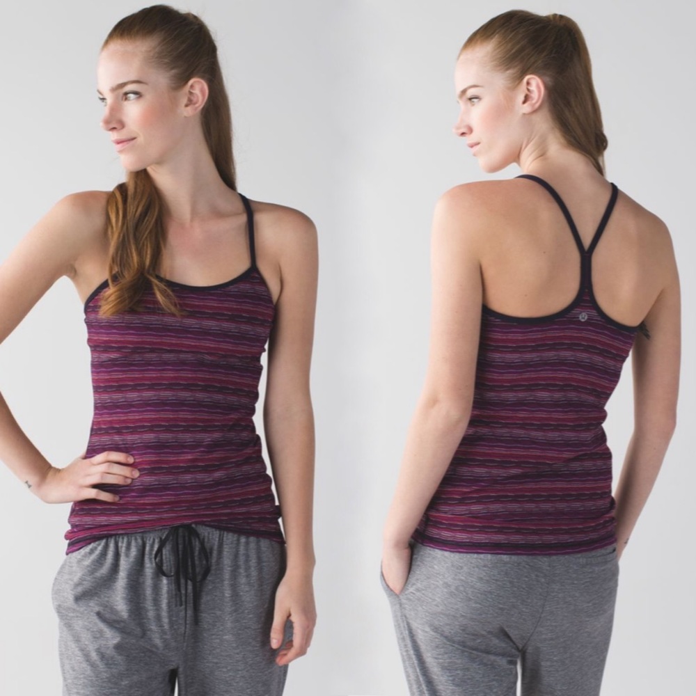 Lululemon Power Y Tank Top in Space Dye Plum / Navy